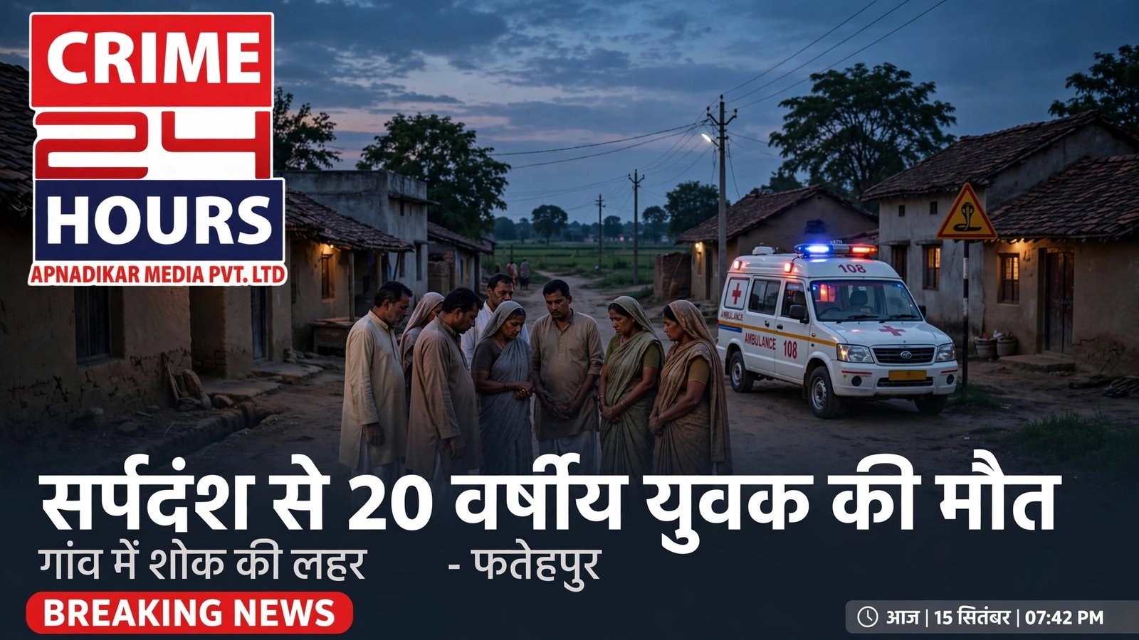सर्पदंश से 20 वर्षीय युवक की मौत, गांव में शोक की लहर